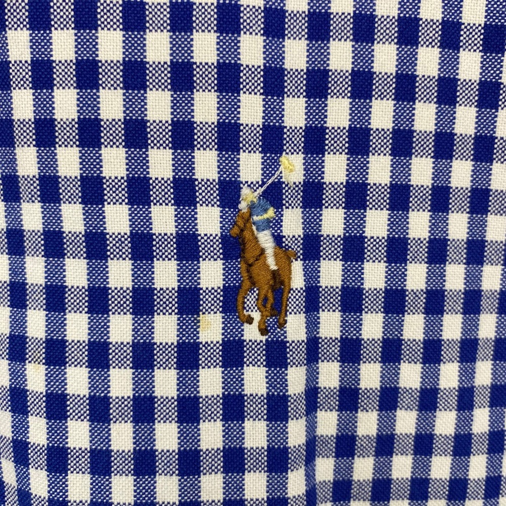 Ralph Lauren Mens XLT Blue Gingham Short Sleeve Oxford Cotton Classic Fit Shirt - Picture 4 of 4